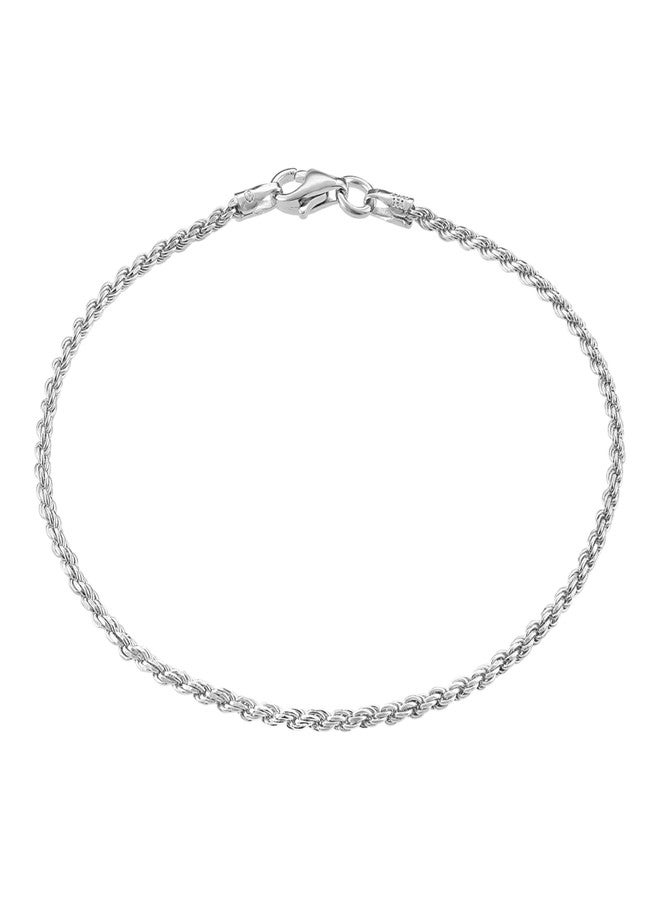 KISPER Solid 925 Sterling Silver Chain Bracelets for Women, Waterproof Tarnish Resistant, 1.5mm Rope Link Bracelet, 7 Inch